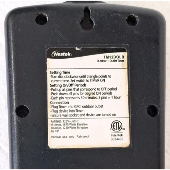 WESTEK TM12DOLB OUTDOOR DAILY TIMER BLACK GROUNDED BLACK - Picture 4 of 4